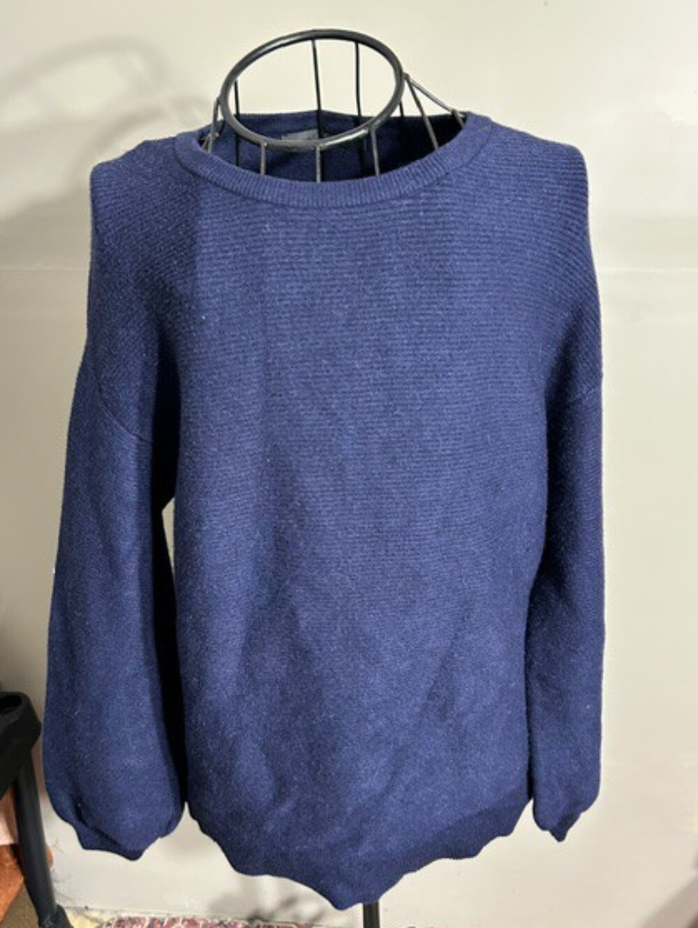 size large womens soft knit sweater casual dress navy blue thick
